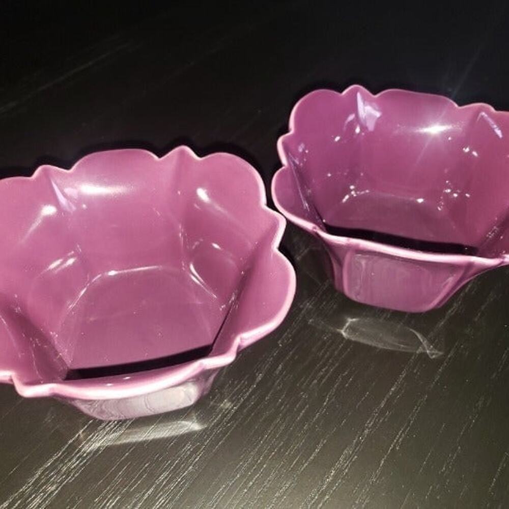 Pier 1 Imports Lotus Flower 4.5" Plum/Purple Tulip Bowl Set of 2 RARE